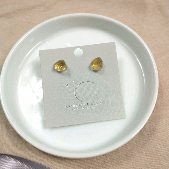 Raw Aquamarine Stud Earrings - Picture 1 of 4